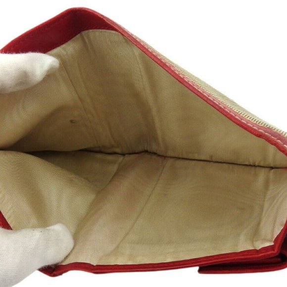 AUTH PRADA Three Folded Wallets Logo Jagade Beige Canvas ~ Leather - Picture 8 of 8